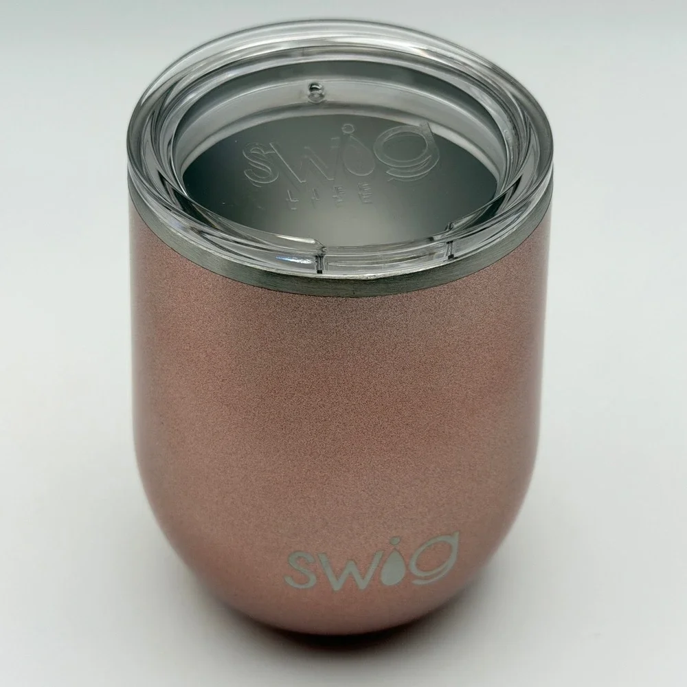 Swig Life 12oz Rose Gold Shimmer Stemless Wine Cup‎ Stainless Steel Tumbler NEW